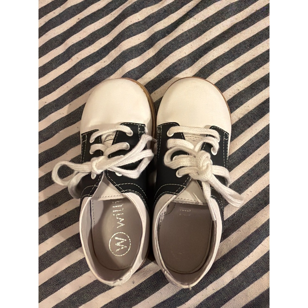 Willits Chris Saddle Shoes Kids 10D White Navy Blue Leather Oxford 3122 FSH58